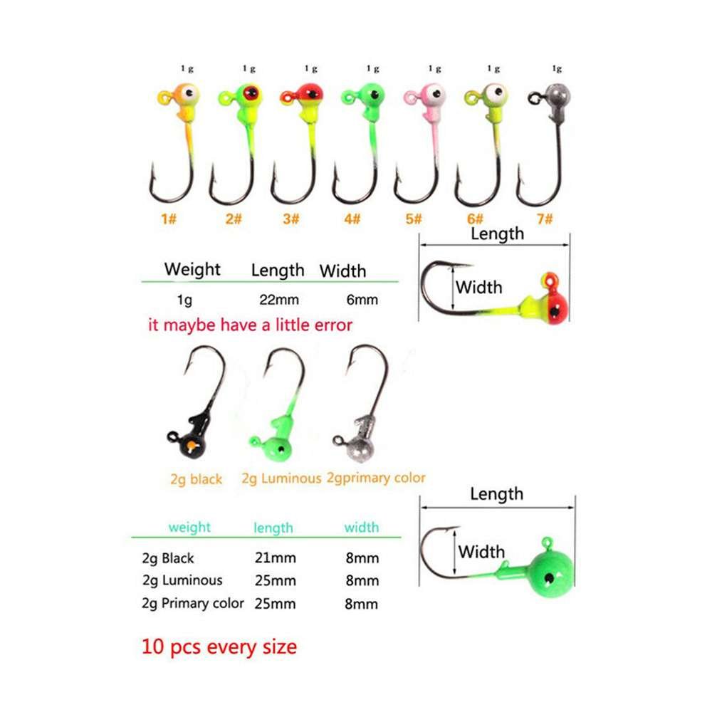 Bright Glow Soft Lure Fishing Hook Set with Colorful Heads - Trelure